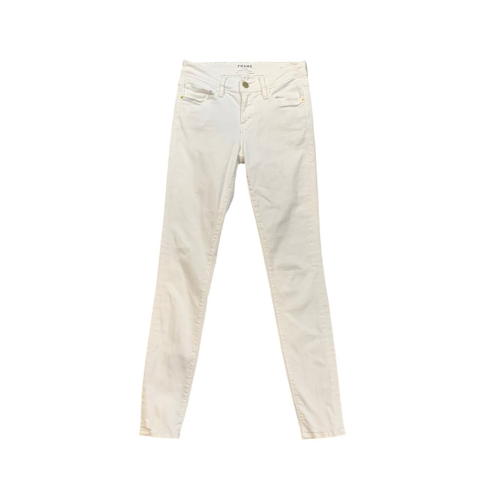 Frame Jeans Womens 25 White Denim Le Skinny de Jeanne Low Rise Slim Stretch